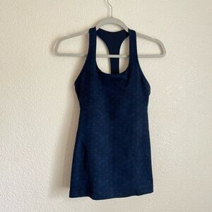 Lululemon Power Up Tank II Sz 6 Sashico Star Inkwell Rugged Blue
